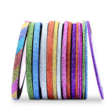 Load image into Gallery viewer, 10 Rolls Glitter Nail Art Striping Tape Line Sticker Tips Decorations 1MM/2MM/3MM DIY Self Adhesive 3d Decals Manicure Tools|striping tape line|tape linenail art striping tape