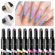 Load image into Gallery viewer, PRETTY Nail Powder Cushion Pen Jelly Nail Art Glitter Mirror Laser Effect 10 Colors Nails