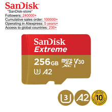 Load image into Gallery viewer, SanDisk 100% original SanDisk Extreme memory card 32GB 64GB 128GB 256GB SDHC Class 10 U3 micro SD TF Card 10 year warranty