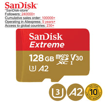 Load image into Gallery viewer, SanDisk 100% original SanDisk Extreme memory card 32GB 64GB 128GB 256GB SDHC Class 10 U3 micro SD TF Card 10 year warranty
