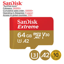 Load image into Gallery viewer, SanDisk 100% original SanDisk Extreme memory card 32GB 64GB 128GB 256GB SDHC Class 10 U3 micro SD TF Card 10 year warranty