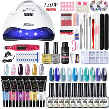 Load image into Gallery viewer, Mobray Extension Poly Nail Gel Set With LED Lamp Dryer Nail Gel Polish Kit Soak Off Manicure Tools Set electric Nail drill Tools|Sets & Kits|