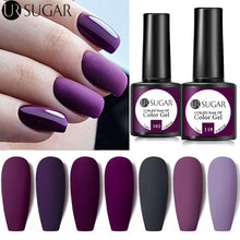Load image into Gallery viewer, UR SUGAR 7.5ml Purple Color Gel Nail Polish Matte Top Coat Semi Permanent Soak Off Nail Art UV Gel Varnish All For Manicure|Nail Gel|
