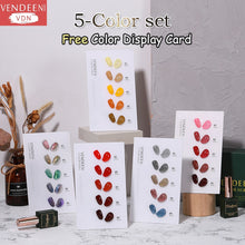Load image into Gallery viewer, 5 Color/Set Gel Nail Polish Glitter Sequins Cat Eye Nail Art Gel Polish Lacquer UV Soak Off Gel Varnish With Color Card|Nail Gel|