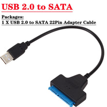 Load image into Gallery viewer, USB2.0 To SATA 22pin Cable Adapter Converter Lines HDD SSD Connect Cord Wire for 2.5in Hard Disk Drives for Solid Disk Hot Sale