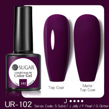 Load image into Gallery viewer, UR SUGAR 7.5ml Purple Color Gel Nail Polish Matte Top Coat Semi Permanent Soak Off Nail Art UV Gel Varnish All For Manicure|Nail Gel|