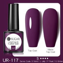 Load image into Gallery viewer, UR SUGAR 7.5ml Purple Color Gel Nail Polish Matte Top Coat Semi Permanent Soak Off Nail Art UV Gel Varnish All For Manicure|Nail Gel|