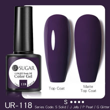 Load image into Gallery viewer, UR SUGAR 7.5ml Purple Color Gel Nail Polish Matte Top Coat Semi Permanent Soak Off Nail Art UV Gel Varnish All For Manicure|Nail Gel|