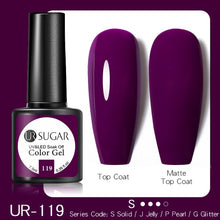 Load image into Gallery viewer, UR SUGAR 7.5ml Purple Color Gel Nail Polish Matte Top Coat Semi Permanent Soak Off Nail Art UV Gel Varnish All For Manicure|Nail Gel|
