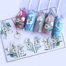 Load image into Gallery viewer, 1pc 3D Acrylic Engraved Nail Sticker Embossed White&Pink Color Flower Water Decals Empaistic Nail Water Slide Decals Z0342|Stickers & Decals|