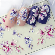 Load image into Gallery viewer, 1pc 3D Acrylic Engraved Nail Sticker Embossed White&Pink Color Flower Water Decals Empaistic Nail Water Slide Decals Z0342|Stickers & Decals|
