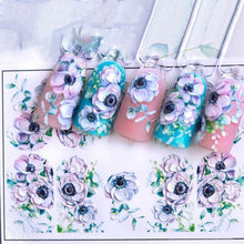 Load image into Gallery viewer, 1pc 3D Acrylic Engraved Nail Sticker Embossed White&Pink Color Flower Water Decals Empaistic Nail Water Slide Decals Z0342|Stickers & Decals|