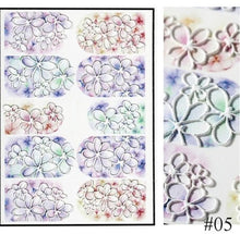 Load image into Gallery viewer, 1pc 3D Acrylic Engraved Nail Sticker Embossed White&Pink Color Flower Water Decals Empaistic Nail Water Slide Decals Z0342|Stickers & Decals|