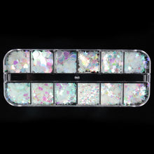 Load image into Gallery viewer, Double Layer Glitter Powder Drill Nail Art Manicure Tools Profesional Jewelry Recycling Box Storage Portable Container White DIY|Nail Glitter|