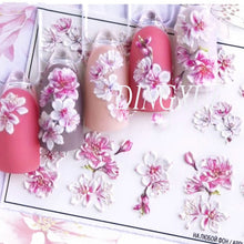 Load image into Gallery viewer, 1pc 3D Acrylic Engraved Nail Sticker Embossed White&Pink Color Flower Water Decals Empaistic Nail Water Slide Decals Z0342|Stickers & Decals|