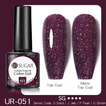 Load image into Gallery viewer, UR SUGAR 7.5ml Purple Color Gel Nail Polish Matte Top Coat Semi Permanent Soak Off Nail Art UV Gel Varnish All For Manicure|Nail Gel|