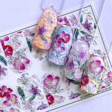 Load image into Gallery viewer, 1pc 3D Acrylic Engraved Nail Sticker Embossed White&Pink Color Flower Water Decals Empaistic Nail Water Slide Decals Z0342|Stickers & Decals|