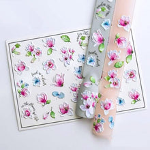 Load image into Gallery viewer, 1pc 3D Acrylic Engraved Nail Sticker Embossed White&Pink Color Flower Water Decals Empaistic Nail Water Slide Decals Z0342|Stickers & Decals|