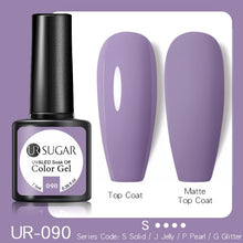 Load image into Gallery viewer, UR SUGAR 7.5ml Purple Color Gel Nail Polish Matte Top Coat Semi Permanent Soak Off Nail Art UV Gel Varnish All For Manicure|Nail Gel|