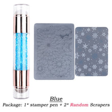 Load image into Gallery viewer, 1pcs Silicone Double Head Nail Art Stamper Scraper Set Shiny Glitter Powder Handle For Nail Stamping Plate Manicure Tools LY1836|Nail Art Templates|