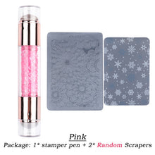Load image into Gallery viewer, 1pcs Silicone Double Head Nail Art Stamper Scraper Set Shiny Glitter Powder Handle For Nail Stamping Plate Manicure Tools LY1836|Nail Art Templates|