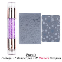 Load image into Gallery viewer, 1pcs Silicone Double Head Nail Art Stamper Scraper Set Shiny Glitter Powder Handle For Nail Stamping Plate Manicure Tools LY1836|Nail Art Templates|