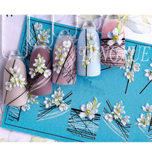 Load image into Gallery viewer, 1pc 3D Acrylic Engraved Nail Sticker Embossed White&amp;Pink Color Flower Water Decals Empaistic Nail Water Slide Decals Z0342|Stickers &amp; Decals|
