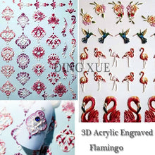 Load image into Gallery viewer, 1pc 3D Acrylic Engraved Nail Sticker Embossed White&amp;Pink Color Flower Water Decals Empaistic Nail Water Slide Decals Z0342|Stickers &amp; Decals|
